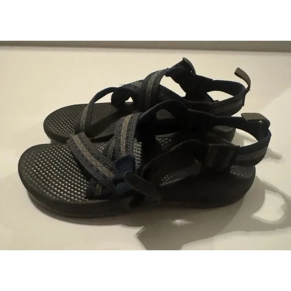 Chaco Kids Z/1 EcoTread Sandals Youth Size 2 Black Gray Adjustable Straps